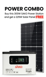 SAKO Alpha W ESS 300w (Free 225 w Longi Horizon Solar panel) Portable power station combo